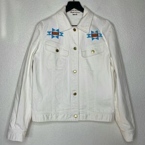 Ralph Lauren Jeans Co White Beaded Jean Jacket Size L